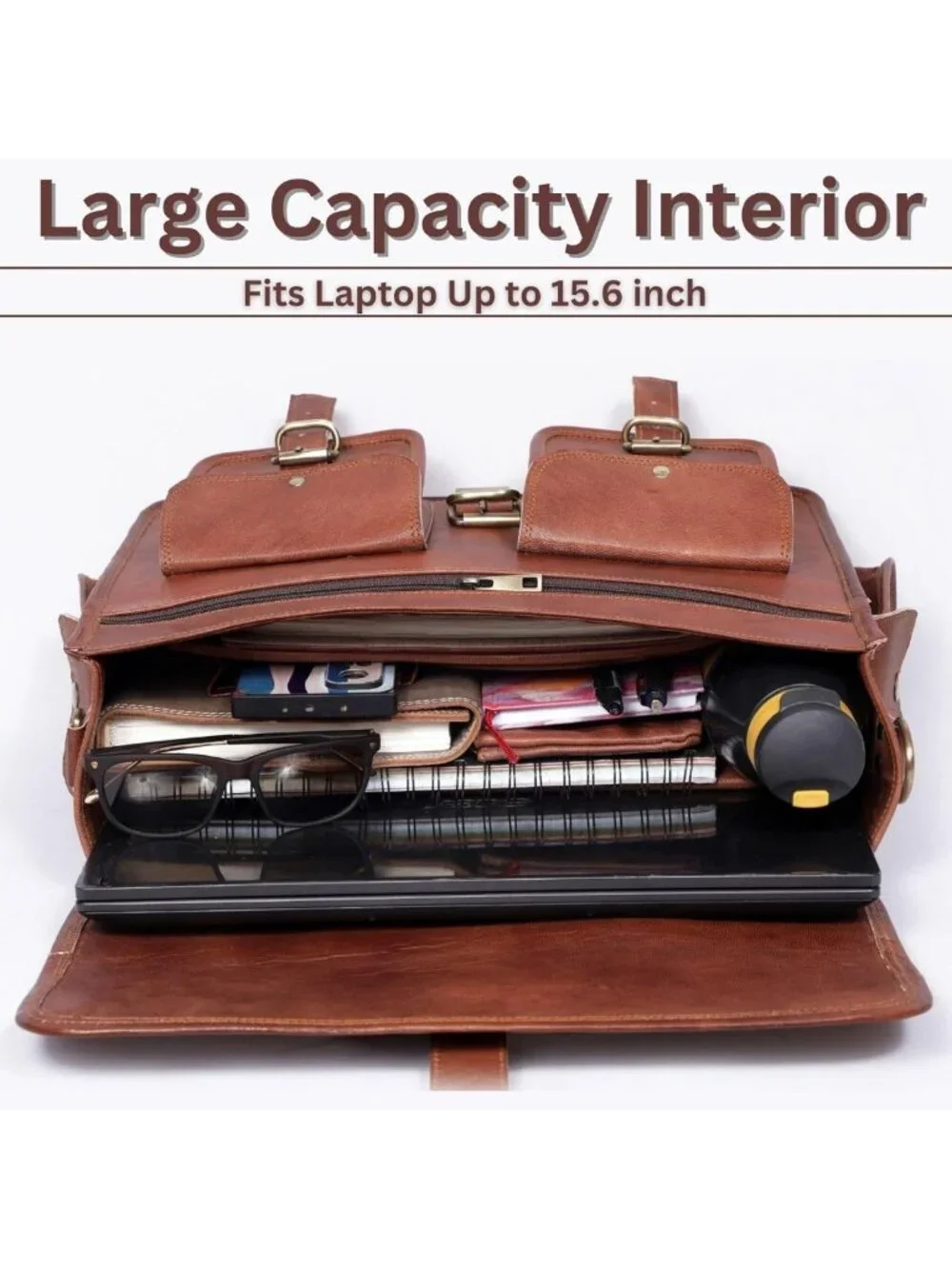 Handmade Vintage Leather Messenger Bag, Adjustable Crossbody Laptop Briefcase